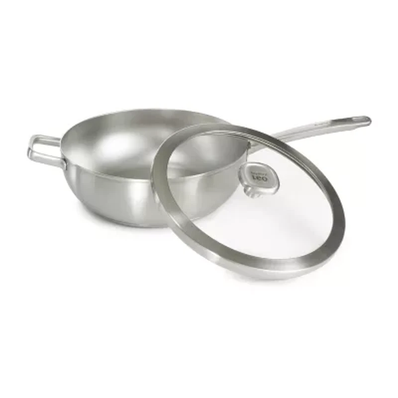 BergHOFF Leo Graphite Recycled 18/10 Stainless Steel 11" Wok with Glass Lid