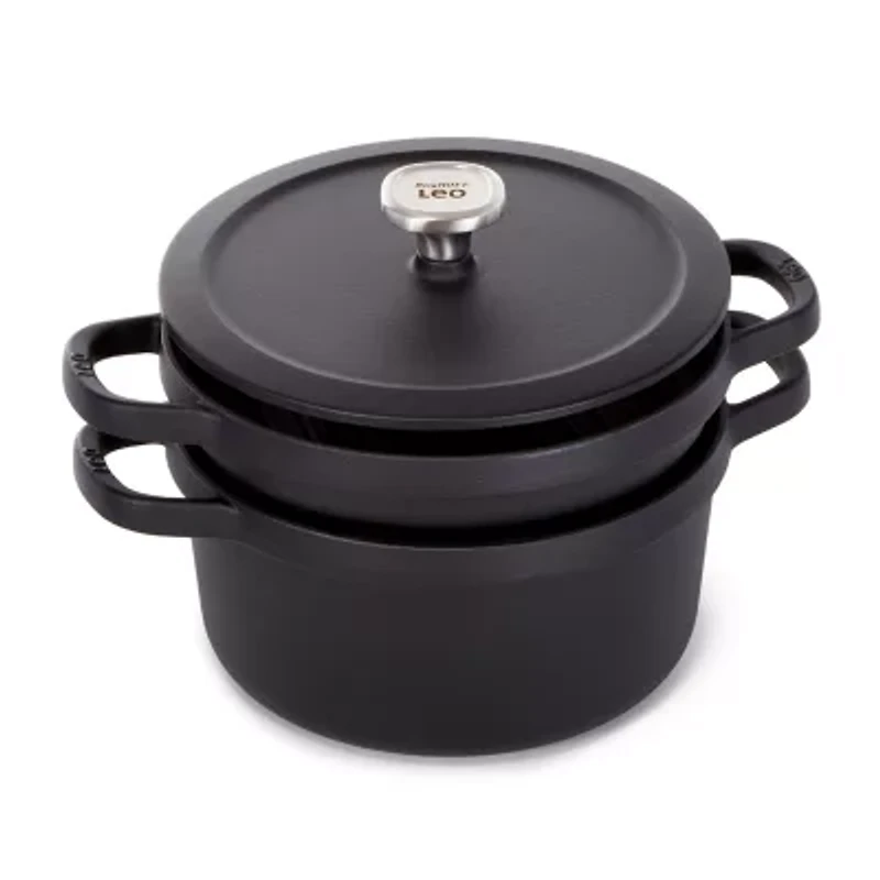 BergHOFF Leo Graphite Enamel Cast Iron 10.25" Round Grill Pan