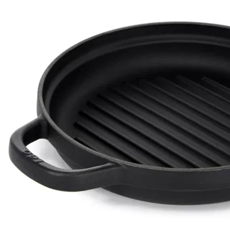 BergHOFF Leo Graphite Enamel Cast Iron 10.25" Round Grill Pan