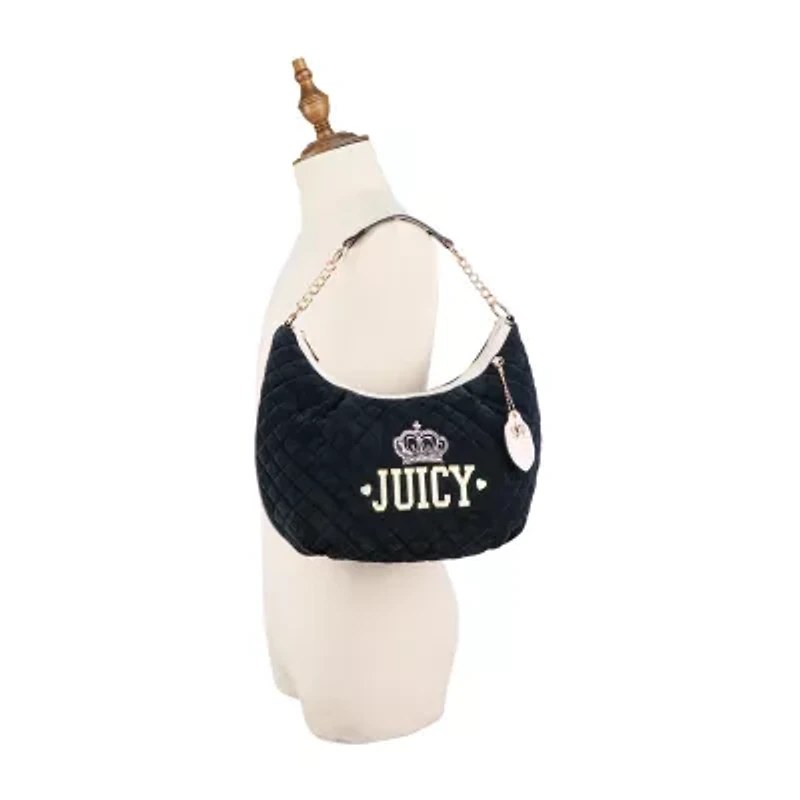 Juicy By Couture Crowning Glory Quilted Velour Hobo Bag