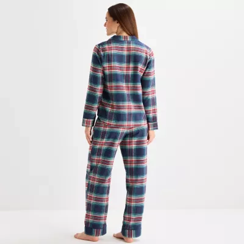 Liz Claiborne Womens Flannel Long Sleeve 2-pc. Pajama Sets