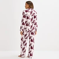 Liz Claiborne Womens Flannel Long Sleeve 2-pc. Pajama Sets