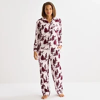 Liz Claiborne Womens Flannel Long Sleeve 2-pc. Pajama Sets