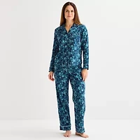Liz Claiborne Womens Flannel Long Sleeve 2-pc. Pajama Sets