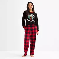 North Pole Trading Co. Moose Buffalo Womens Crew Neck Long Sleeve 2-pc. Matching Family Pajama Sets