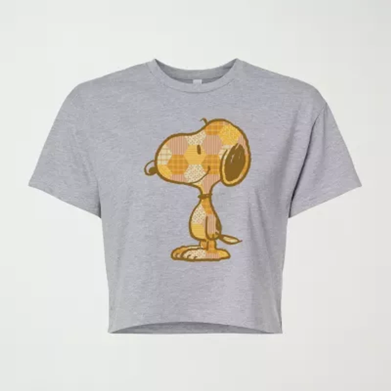 Womens Crew Neck Short Sleeve Snoopy Graphic T-Shirt