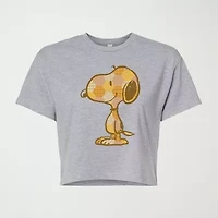 Womens Crew Neck Short Sleeve Snoopy Graphic T-Shirt