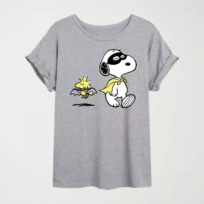 Womens Crew Neck Short Sleeve Snoopy Graphic T-Shirt