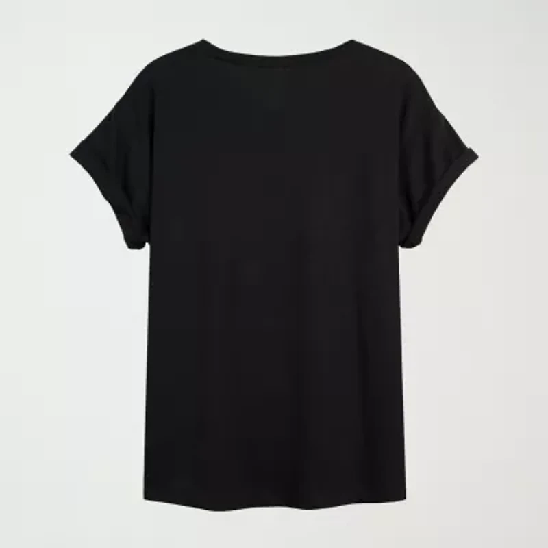 Womens Crew Neck Short Sleeve Mickey and Friends Graphic T-Shirt