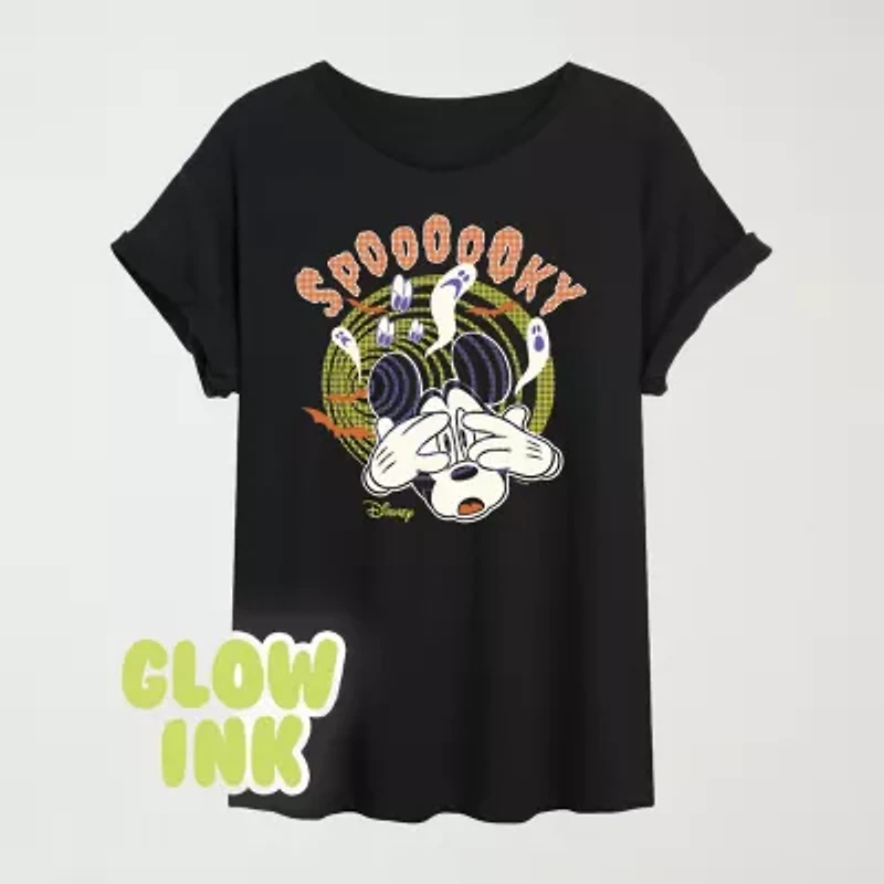 Womens Crew Neck Short Sleeve Mickey and Friends Graphic T-Shirt