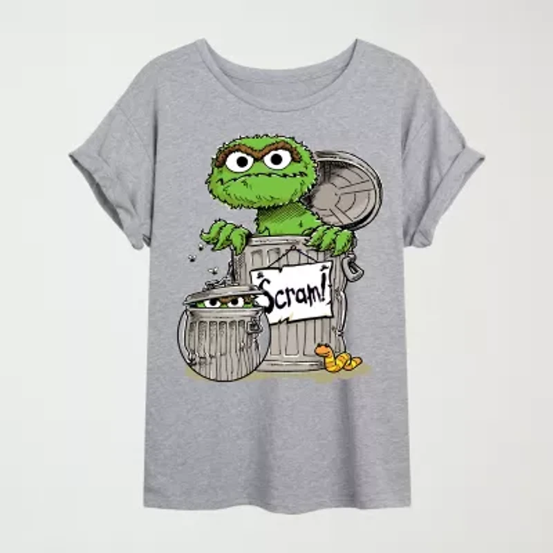 Womens Crew Neck Short Sleeve Sesame Street Graphic T-Shirt