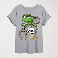 Womens Crew Neck Short Sleeve Sesame Street Graphic T-Shirt