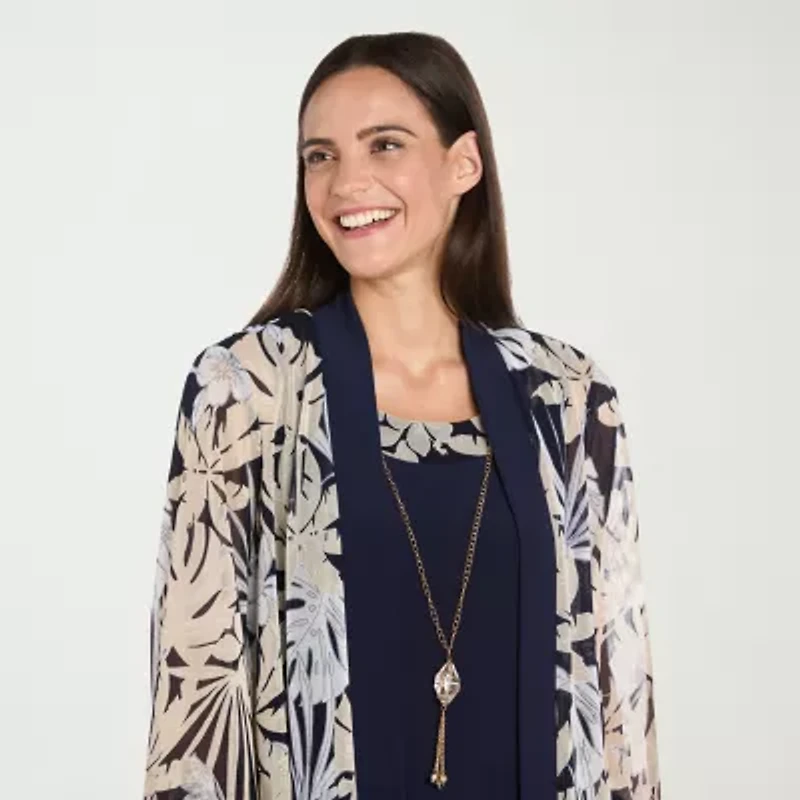 R & M Richards Womens Leaf Jacket Dress