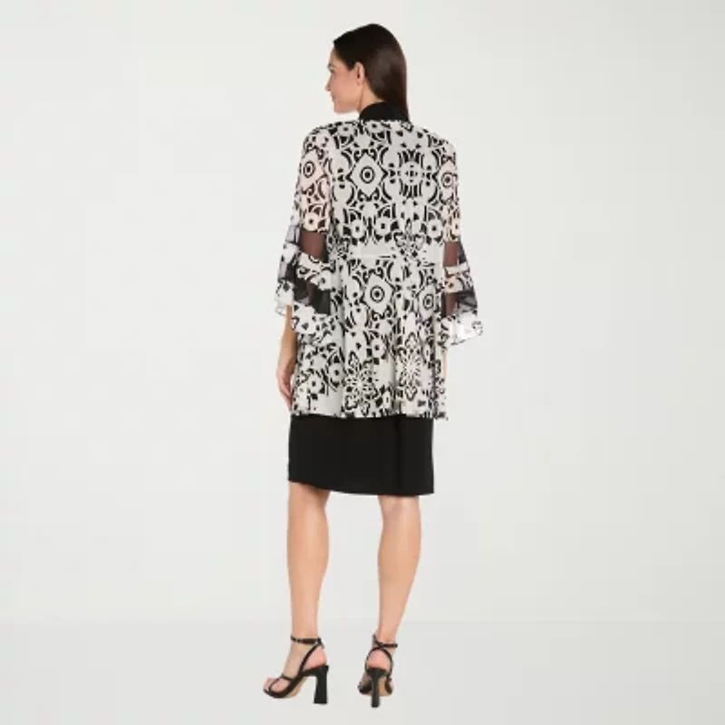 R & M Richards Womens Floral Jacket Dress With Removable Necklace