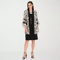 R & M Richards Womens Floral Jacket Dress With Removable Necklace