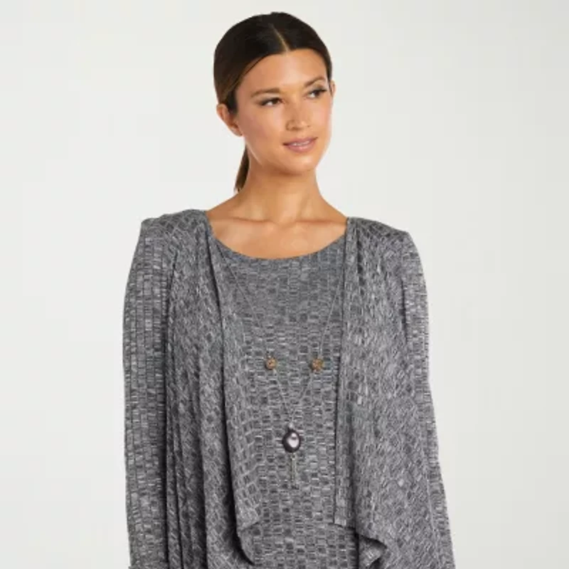 R & M Richards Womens Faux-Jacket Dress With Removable Necklace