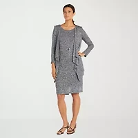 R & M Richards Womens Faux-Jacket Dress With Removable Necklace