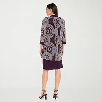 R & M Richards Womens Circles Jacket Dress With Removable Necklace