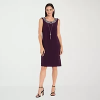 R & M Richards Womens Circles Jacket Dress With Removable Necklace