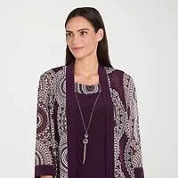R & M Richards Womens Circles Jacket Dress With Removable Necklace