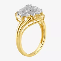 (I, I2) Womens 1 CT. T.W. Lab Grown White Diamond 10K Gold Cluster Cocktail Ring