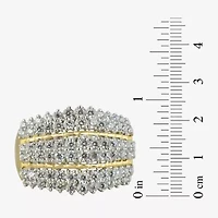 I,I2) Womens 2 CT. T.W. Lab Grown White Diamond 10K Gold Cluster Cocktail Ring