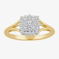 (I,I2) Womens 1/2 CT. T.W. Lab Grown White Diamond 10K Gold Cluster Cocktail Ring