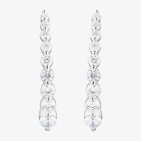 (F/Si2) Womens 1 CT. T.W. Lab Grown White Diamond 10K White Gold 21.6mm Hoop Earrings