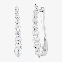(F/Si2) Womens 1 CT. T.W. Lab Grown White Diamond 10K White Gold 21.6mm Hoop Earrings