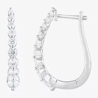 (F/Si2) Womens 1 CT. T.W. Lab Grown White Diamond 10K White Gold 21.6mm Hoop Earrings