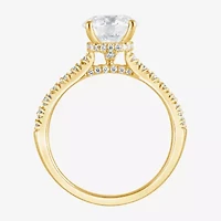 (G, Vs1-Vs2) Womens 2 CT. T.W. Lab Grown White Diamond 14K Gold Over Silver Round Side Stone Engagement Ring