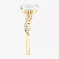 Signature By Modern Bride (F / Vs2) Womens 3 1/4 CT. T.W. Lab Grown White Diamond 14K Gold Oval Side Stone Engagement Ring