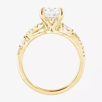 Signature By Modern Bride (F / Vs2) Womens 3 1/4 CT. T.W. Lab Grown White Diamond 14K Gold Oval Side Stone Engagement Ring