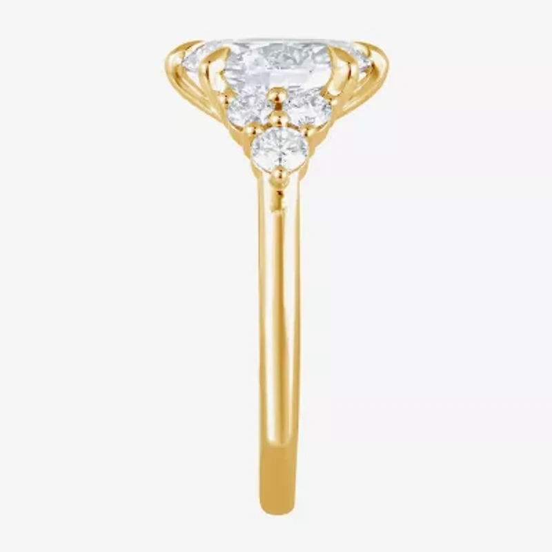 (F / Vs2) Womens 2 7/8 Ct. T.W. Lab Grown White Diamond 10K Gold Oval Engagement Ring