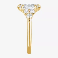 (F / Vs2) Womens 2 7/8 Ct. T.W. Lab Grown White Diamond 10K Gold Oval Engagement Ring