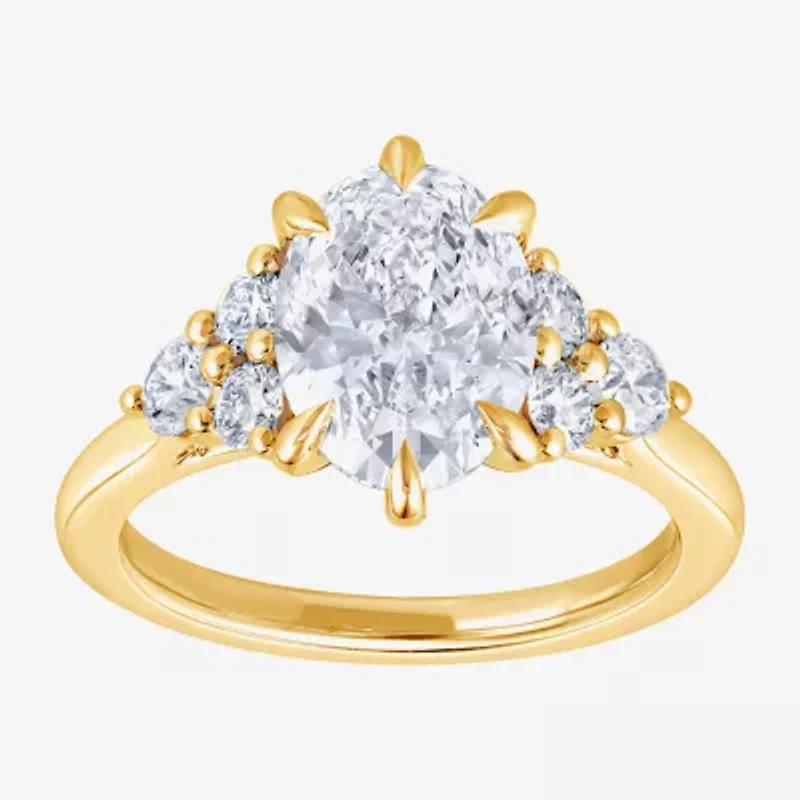 (F / Vs2) Womens 2 7/8 Ct. T.W. Lab Grown White Diamond 10K Gold Oval Engagement Ring