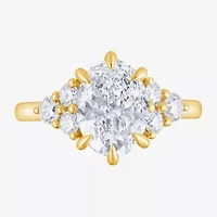 (F / Vs2) Womens 2 7/8 Ct. T.W. Lab Grown White Diamond 10K Gold Oval Engagement Ring