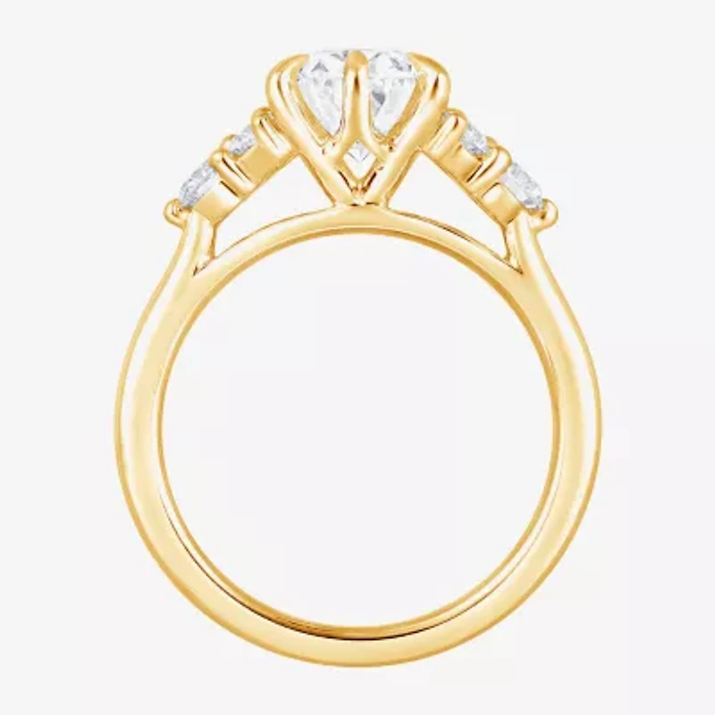 (F / Vs2) Womens 2 7/8 Ct. T.W. Lab Grown White Diamond 10K Gold Oval Engagement Ring