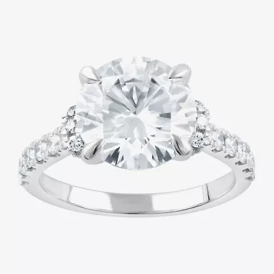 Signature By Modern Bride (F / Vs2) Womens 4 1/2 CT. T.W. Lab Grown White Diamond 14K Gold Round Side Stone Engagement Ring