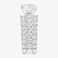 (F / Vs2) Womens 5 CT. T.W. Lab Grown White Diamond 14K Gold Round Side Stone Engagement Ring