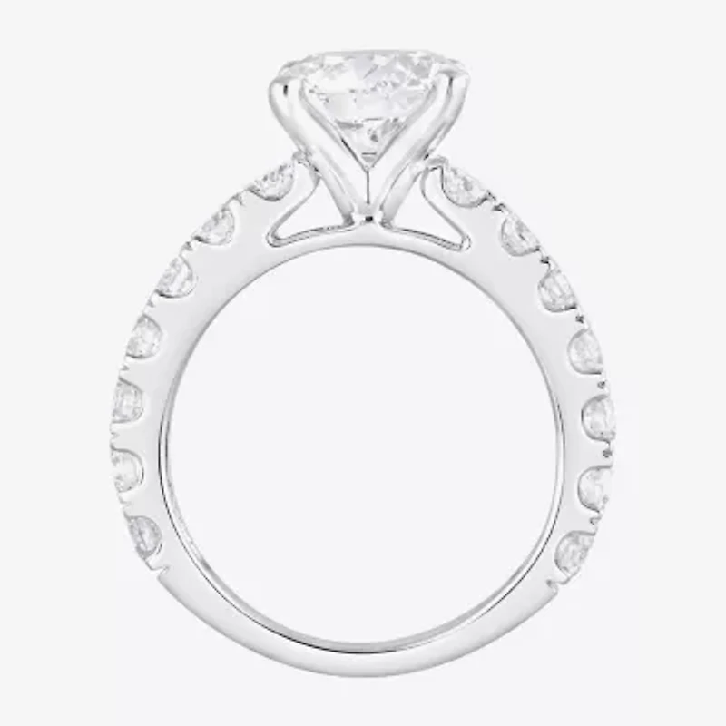 (F / Vs2) Womens 5 CT. T.W. Lab Grown White Diamond 14K Gold Round Side Stone Engagement Ring