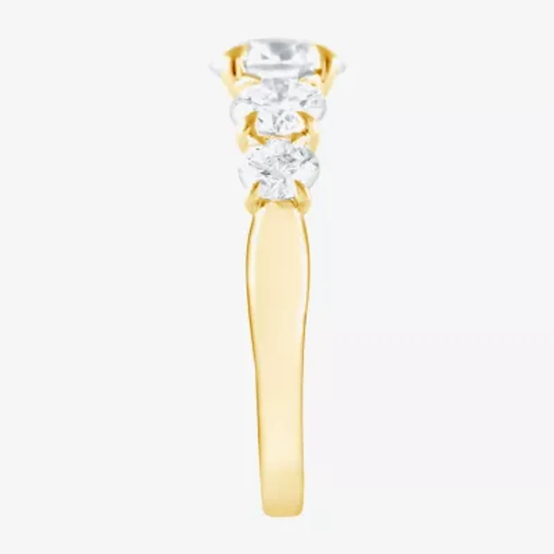 (F / Vs2) Womens 3 CT. T.W. Lab Grown White Diamond 14K Gold Round 5-Stone Engagement Ring