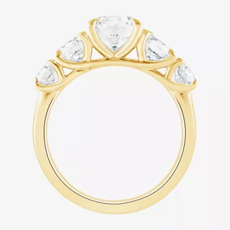(F / Vs2) Womens 3 CT. T.W. Lab Grown White Diamond 14K Gold Round 5-Stone Engagement Ring