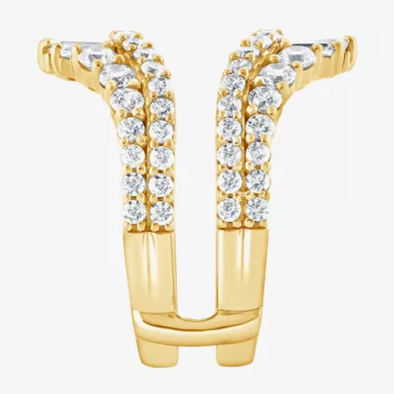 (F / Vs2) Womens 2 CT. T.W. Lab Grown White Diamond 10K Gold Ring Guard