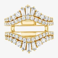 (F / Vs2) Womens 2 CT. T.W. Lab Grown White Diamond 10K Gold Ring Guard