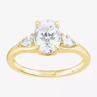 Love Lives Forever (F / Vs2) Womens 1 3/4 CT. T.W. Lab Grown White Diamond 10K Gold Oval 3-Stone Engagement Ring