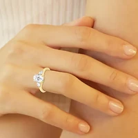 Love Lives Forever (F / Vs2) Womens 1 3/4 CT. T.W. Lab Grown White Diamond 10K Gold Oval 3-Stone Engagement Ring