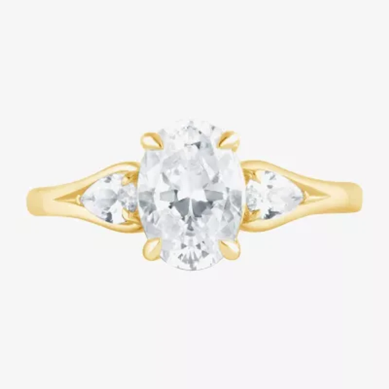 Love Lives Forever (F / Vs2) Womens 1 3/4 CT. T.W. Lab Grown White Diamond 10K Gold Oval 3-Stone Engagement Ring