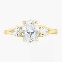 Love Lives Forever (F / Vs2) Womens 1 3/4 CT. T.W. Lab Grown White Diamond 10K Gold Oval 3-Stone Engagement Ring