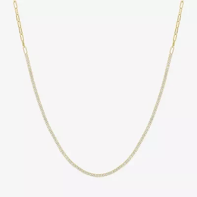 Yes, Please! Womens White Sapphire Sterling Silver 18 Inch Tennis Necklace